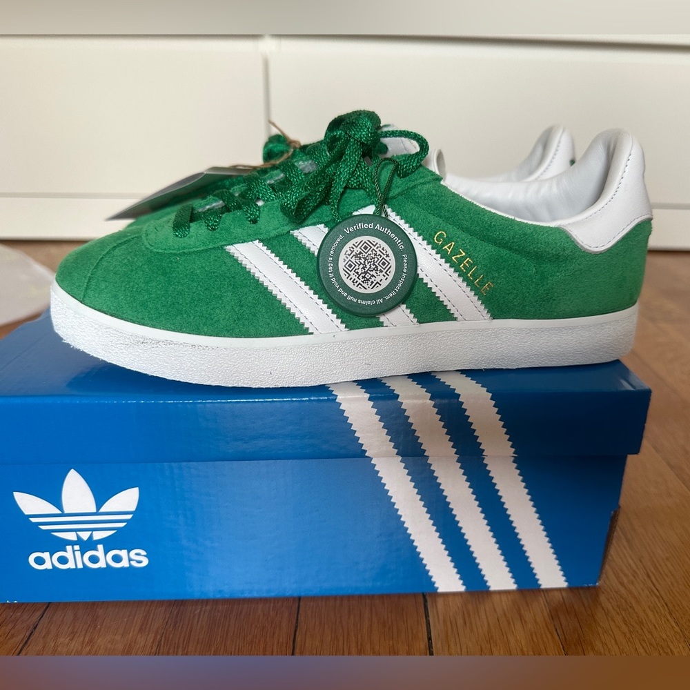 Adidas Gazelle 85 green white gold metallic new with tags